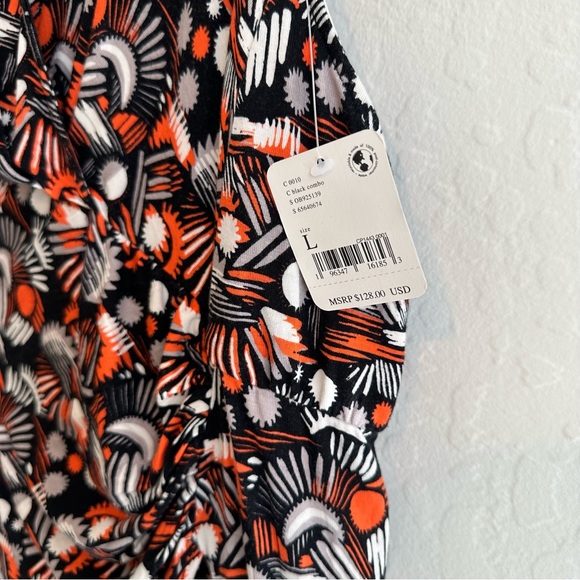 Free People Daria Halter Maxi Dress Size L Black Orange Low Back Wrap Slit Plun… - Picture 3 of 9